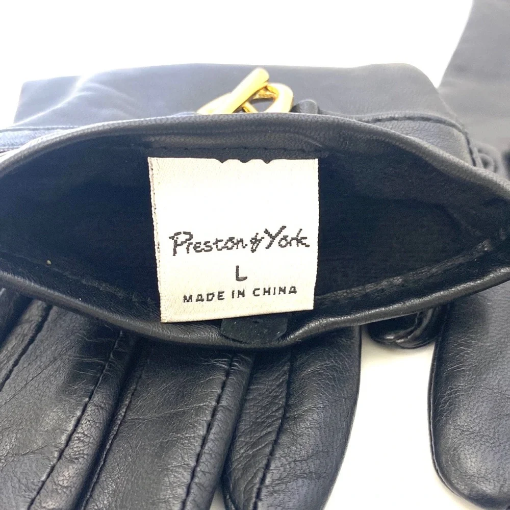 Preston & York Women's Black Leather Driving Gloves